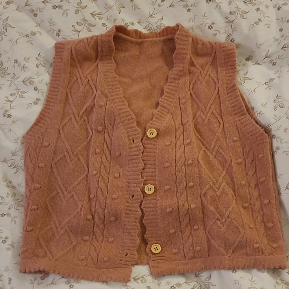 Cottagecore Cozy Pink Knit Vest